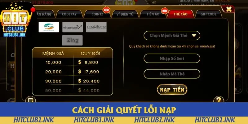 Cách giải quyết lỗi nạp